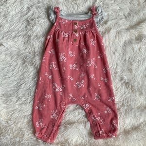 Carter’s Baby Girl Pink with White Flowers Pant Romper